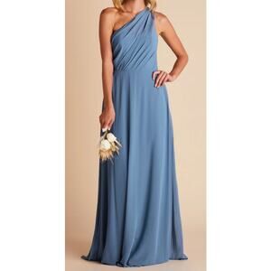 BIRDY GREY XS Twilight One-Shoulder Chiffon Kira Bridesmaid Maxi Dress NWT B74